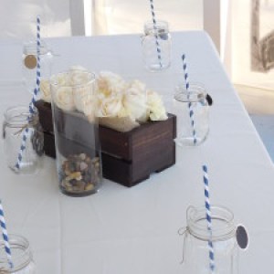 a vase of flowers on a table